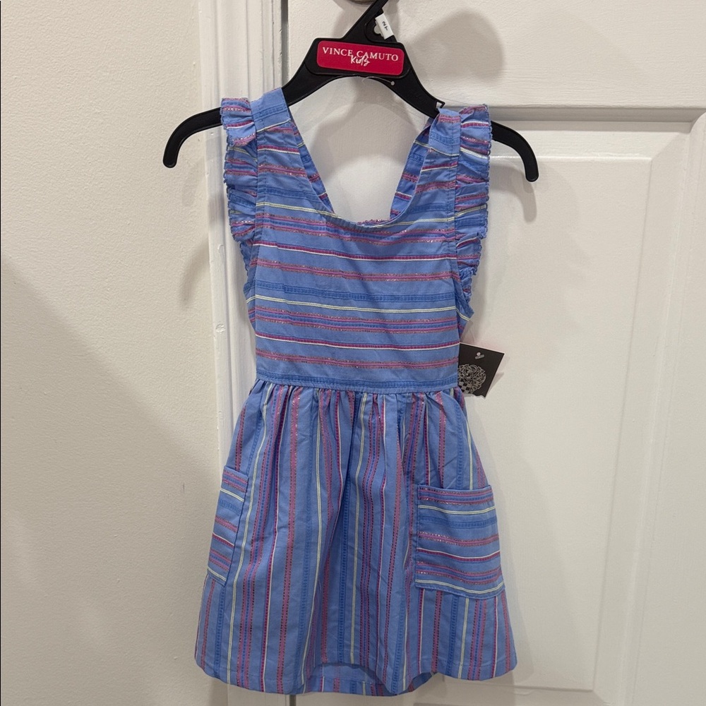 Vince Camuto Kids Blue and Pink Striped Dress